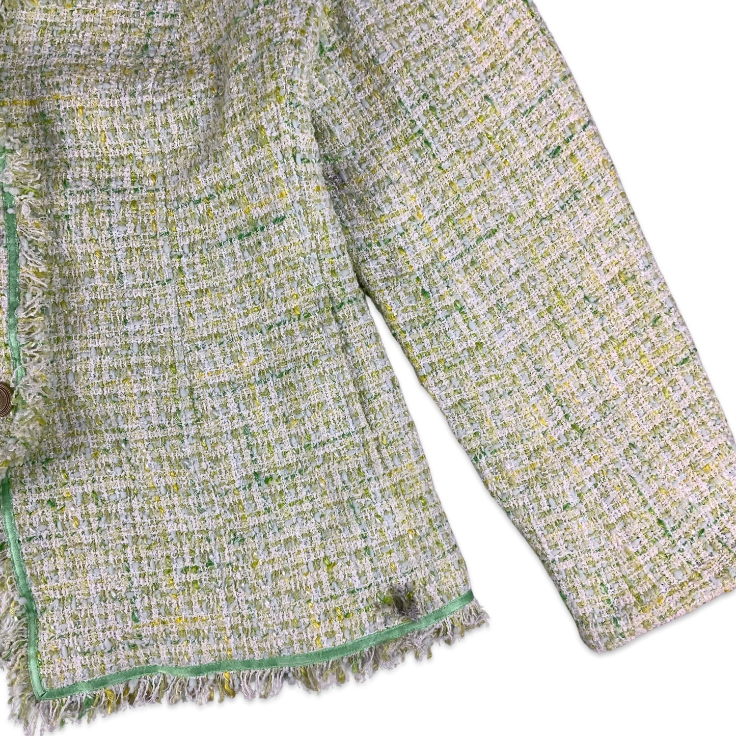 Vintage Green & White Checked Bouclé Blazer 12 14