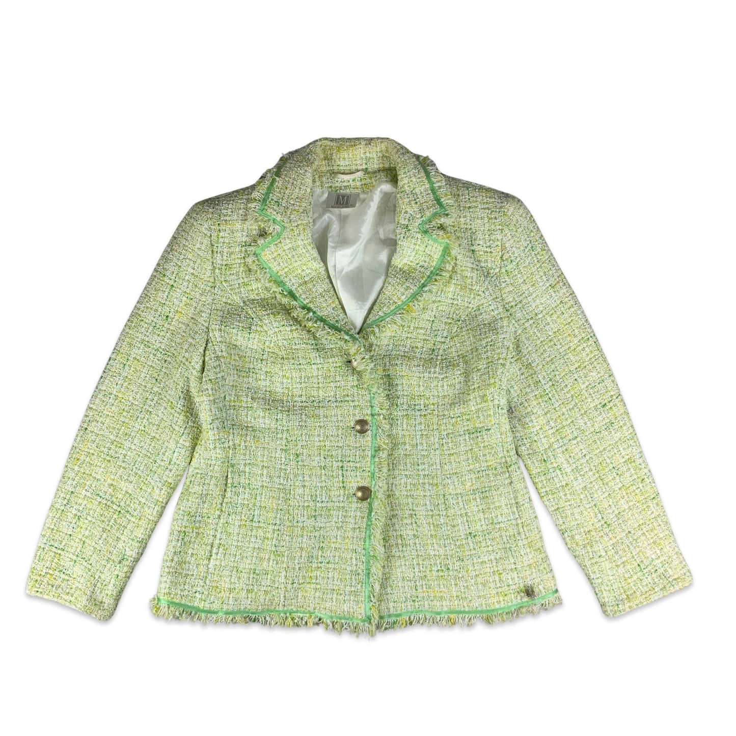 Vintage Green & White Checked Bouclé Blazer 12 14