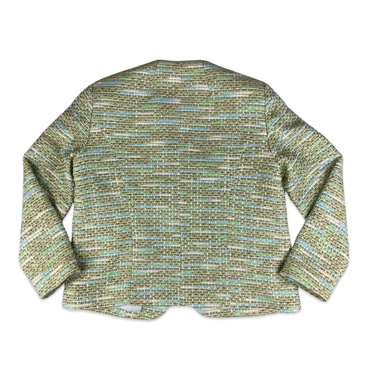 Vintage 90s Green & Blue Bouclé Coat 14 16