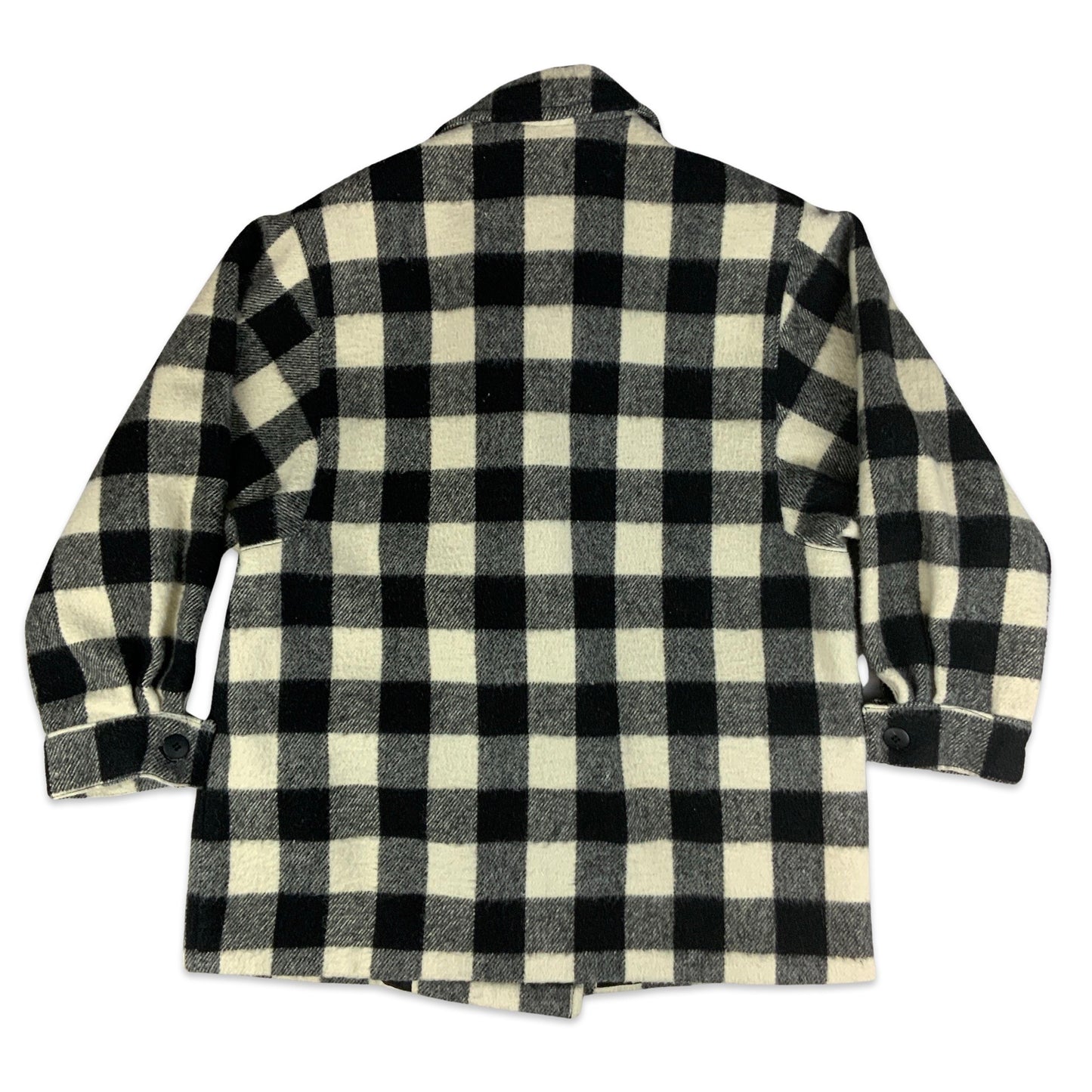 Vintage Black & White Gingham Wool Coat 20 22