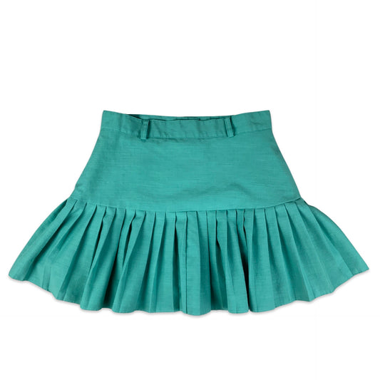 Vintage Teal Pleated Mini Skirt 8