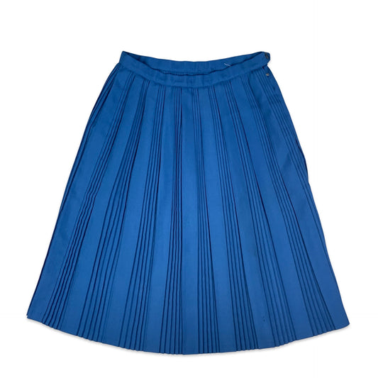 Vintage Blue Pleated Midi Skirt 8