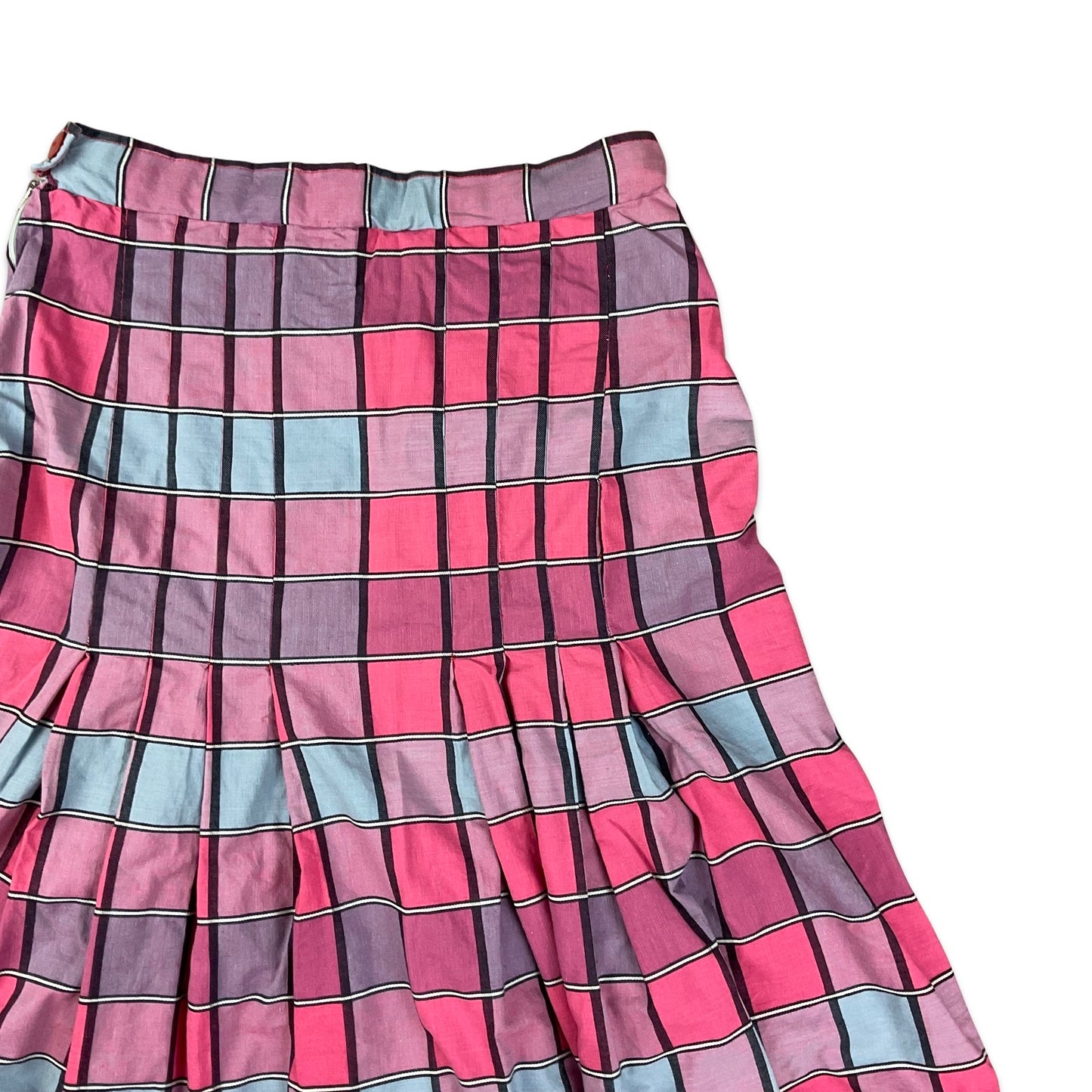 Vintage Purple Black & Blue Check Pleated Midi Skirt 10