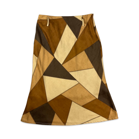 Vintage Brown Patchwork Maxi Skirt 14
