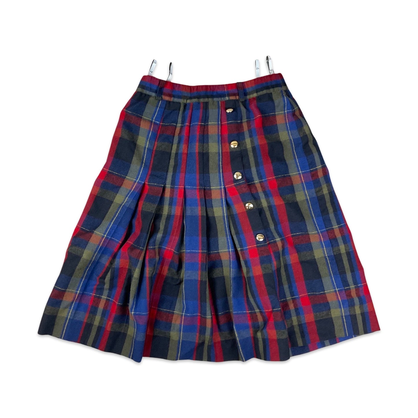 Vintage Red Navy & Green Tartan Kilt Skirt 10