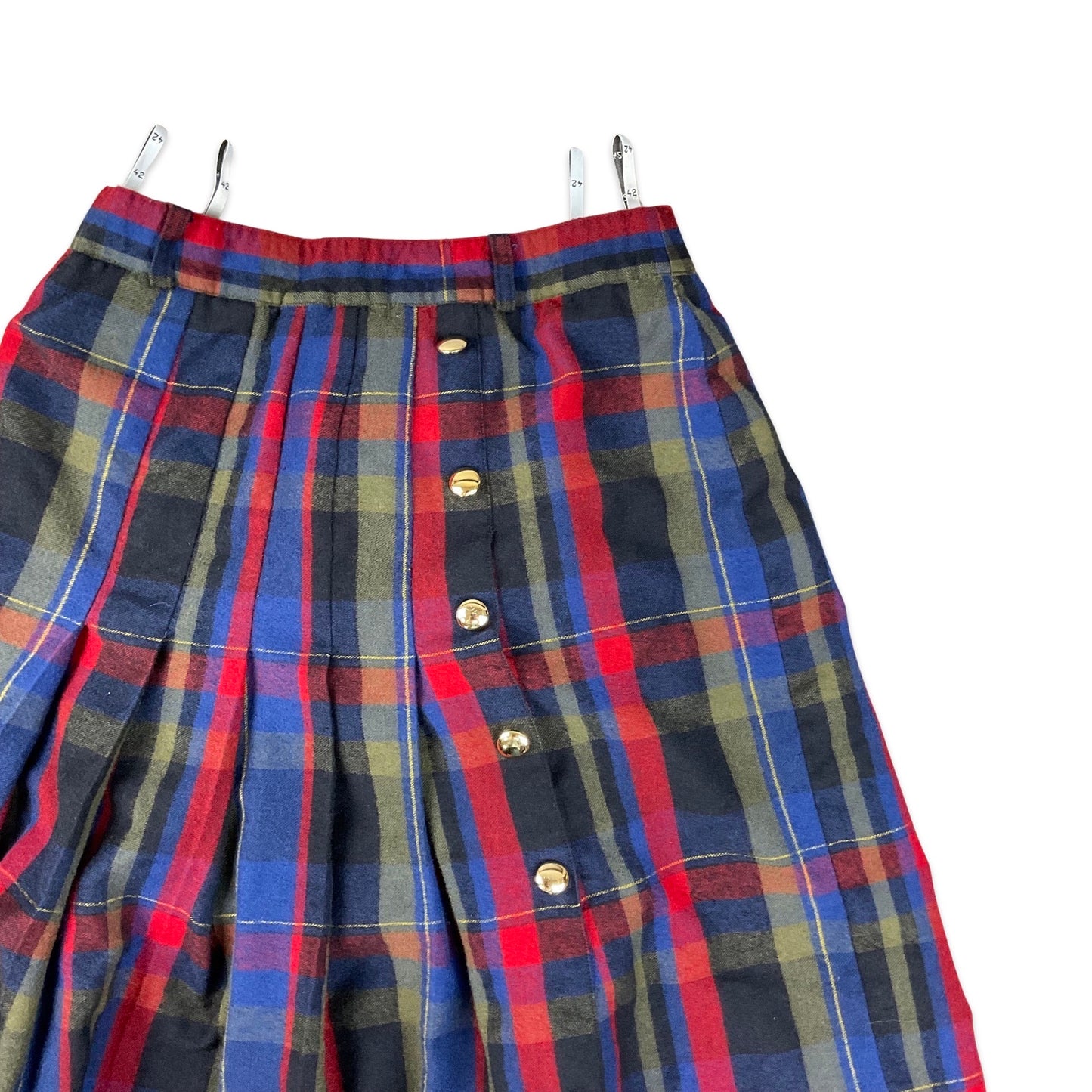 Vintage Red Navy & Green Tartan Kilt Skirt 10