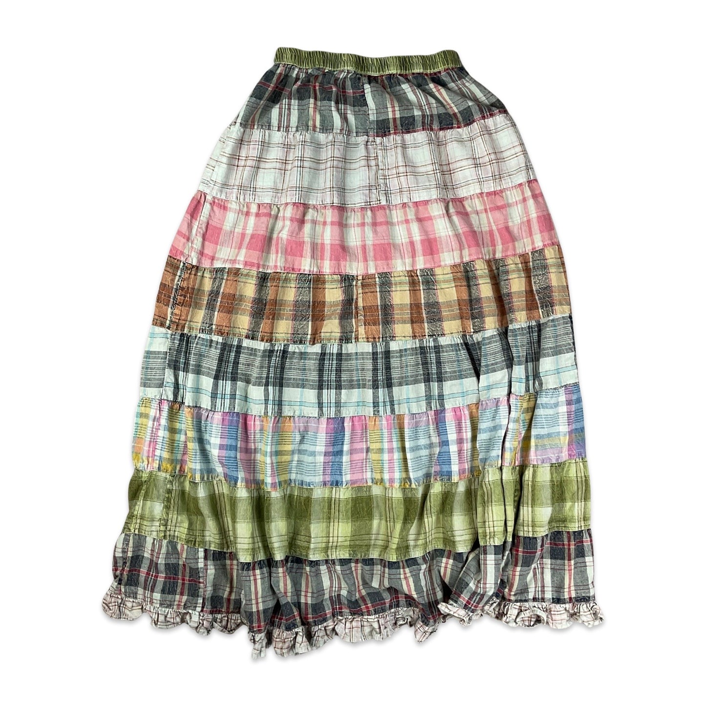 Vintage Plaid Prairie Maxi Skirt 8 10 12