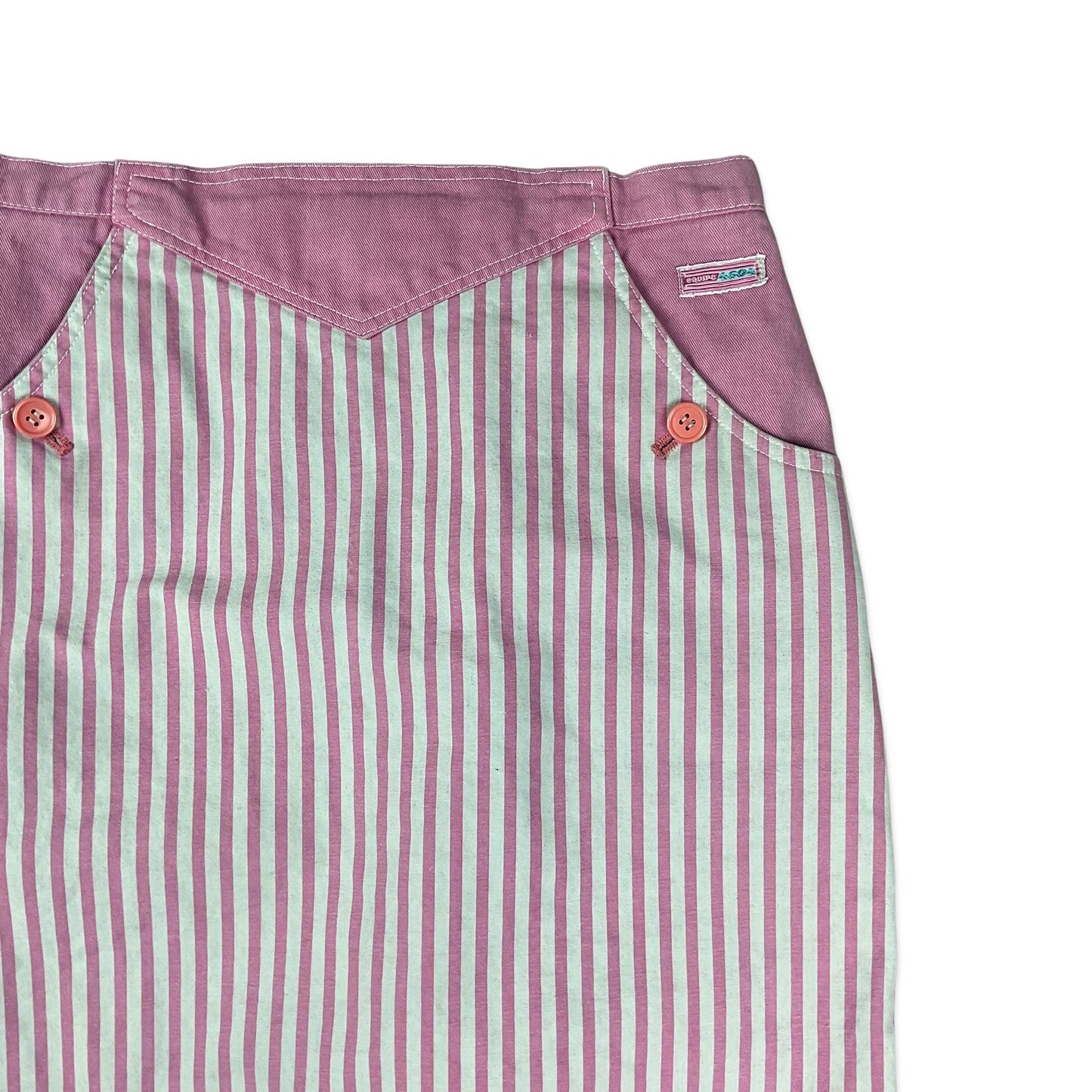 Vintage 80s Pink & Grey Striped Pencil Skirt 12