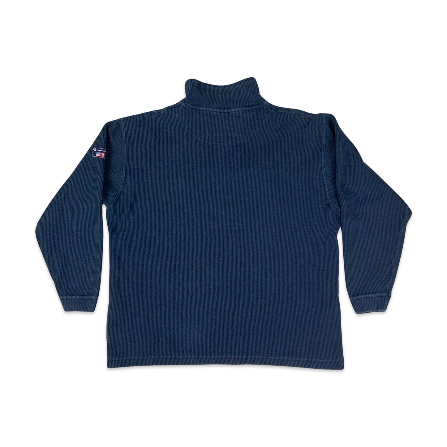 Vintage Champion Navy Ribbed Quarter Zip Jumper S M