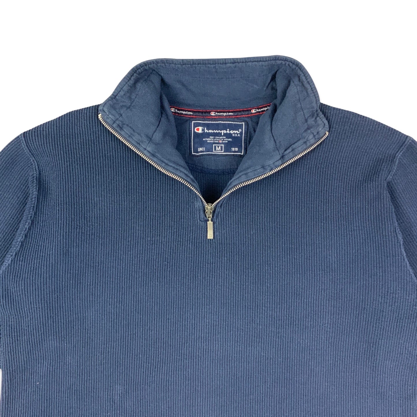 Vintage Champion Navy Ribbed Quarter Zip Jumper S M