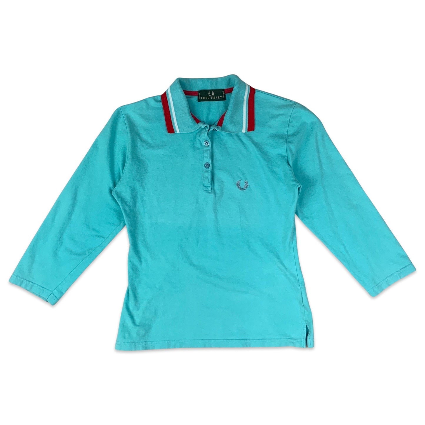 Vintage Fred Perry Teal Red & White Rugby Shirt 6 8