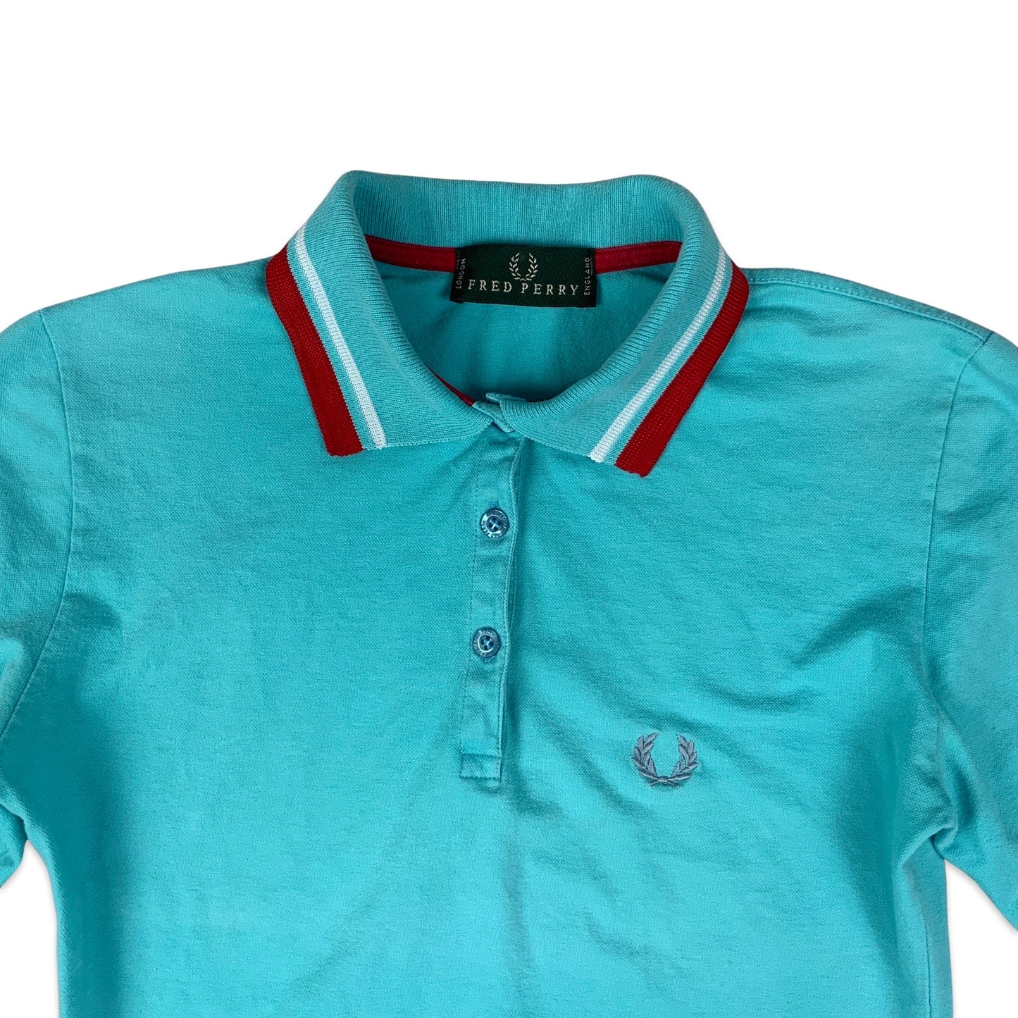 Vintage Fred Perry Teal Red & White Rugby Shirt 6 8