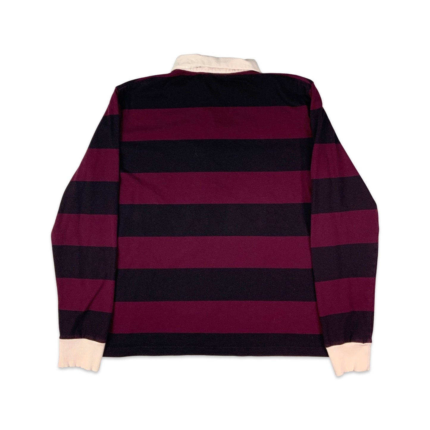 Vintage Lee Burgundy & Blue Striped Rugby Shirt M L