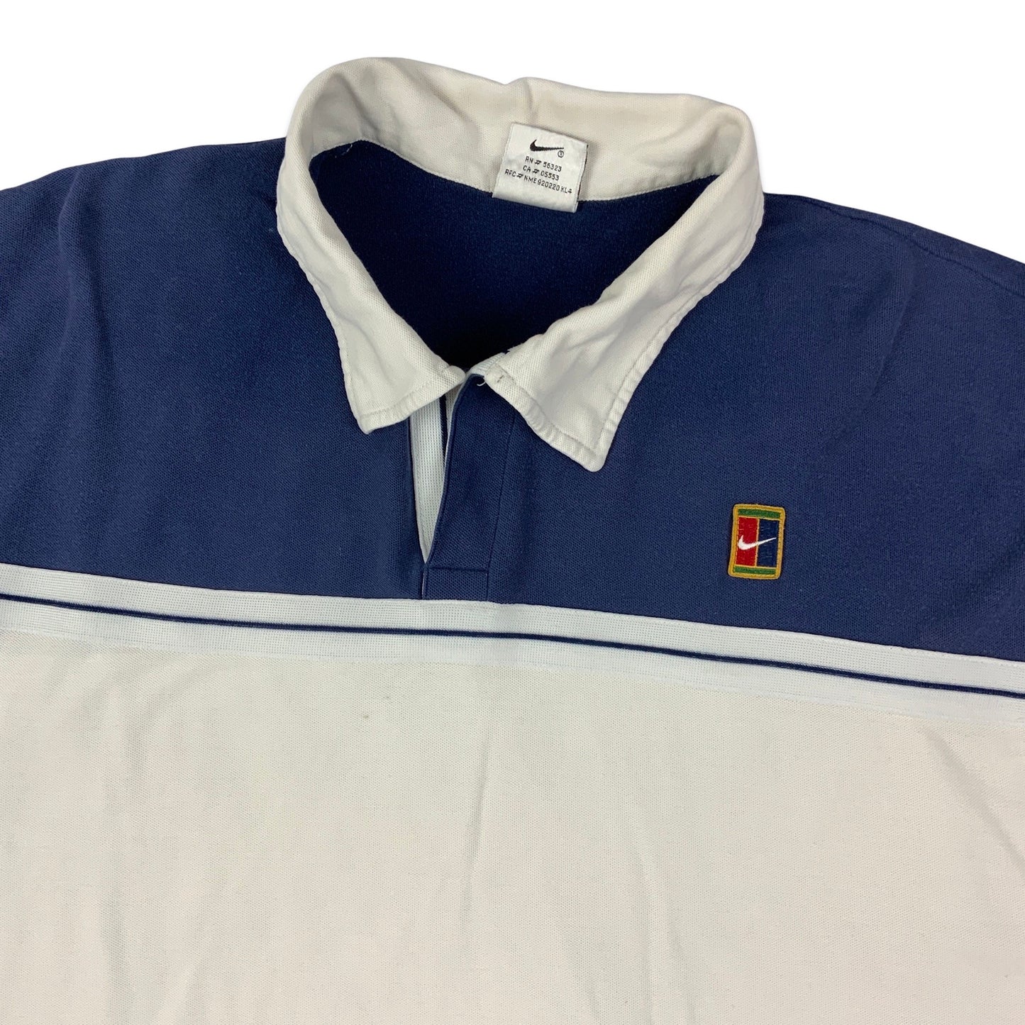 Vintage 90s White & Blue Nike Oversized Polo Shirt L XL