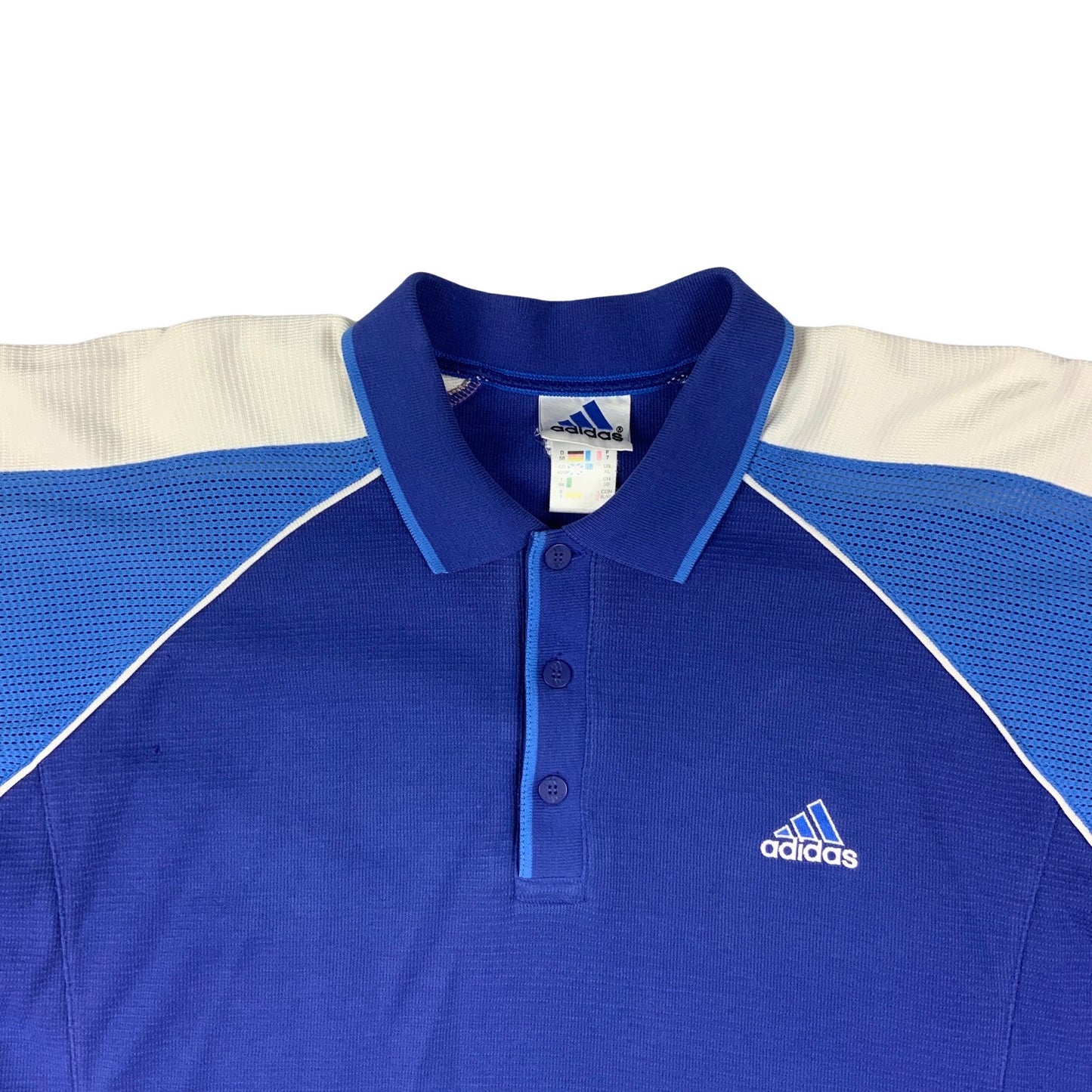 Vintage Blue & White Adidas Polo Shirt L XL