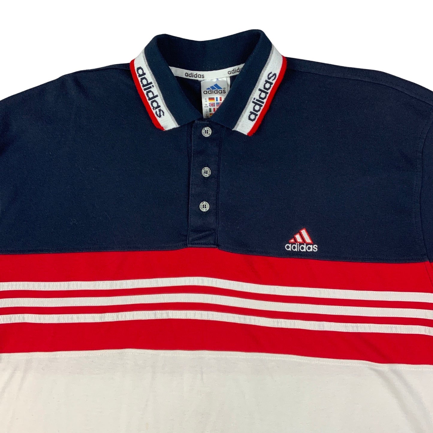 Vintage Adidas Navy Red & White Polo Shirt M L