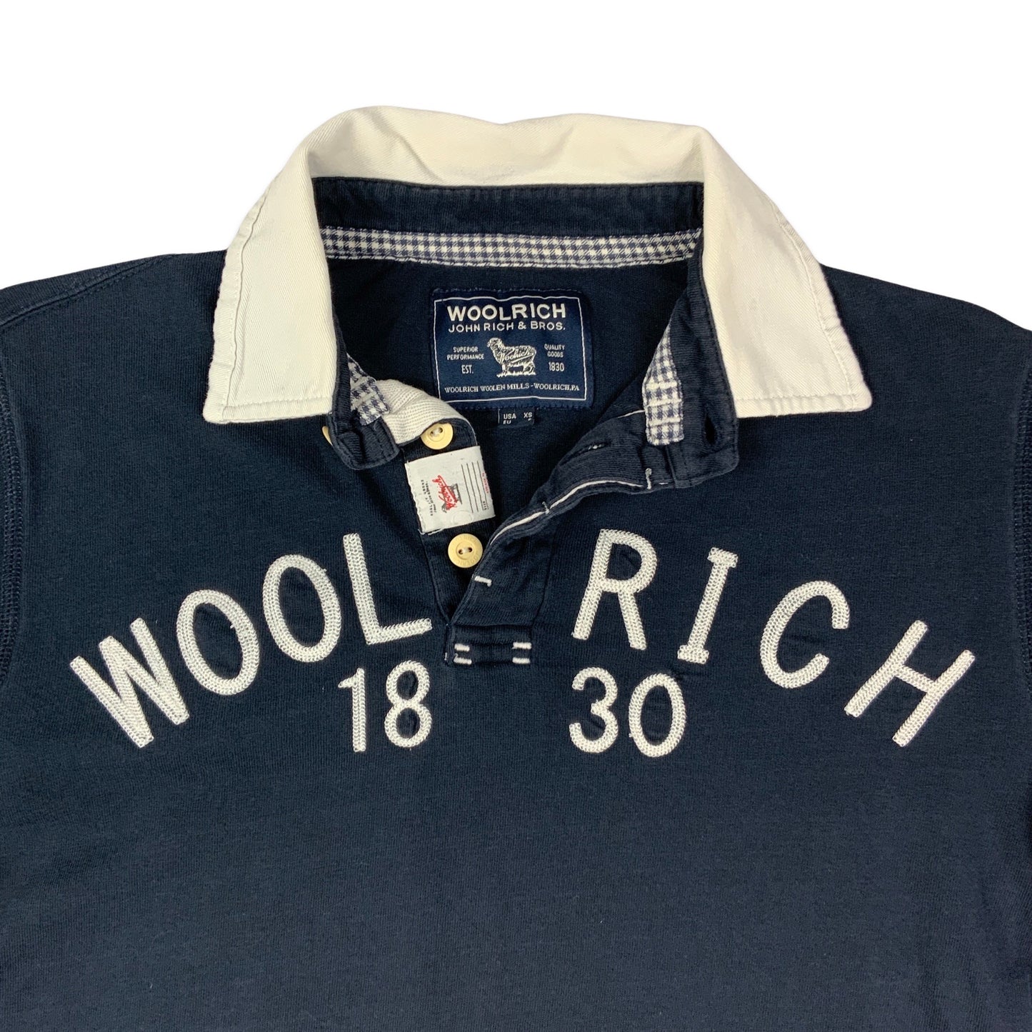 Vintage 90s Navy & White Woolrich Polo Shirt S M