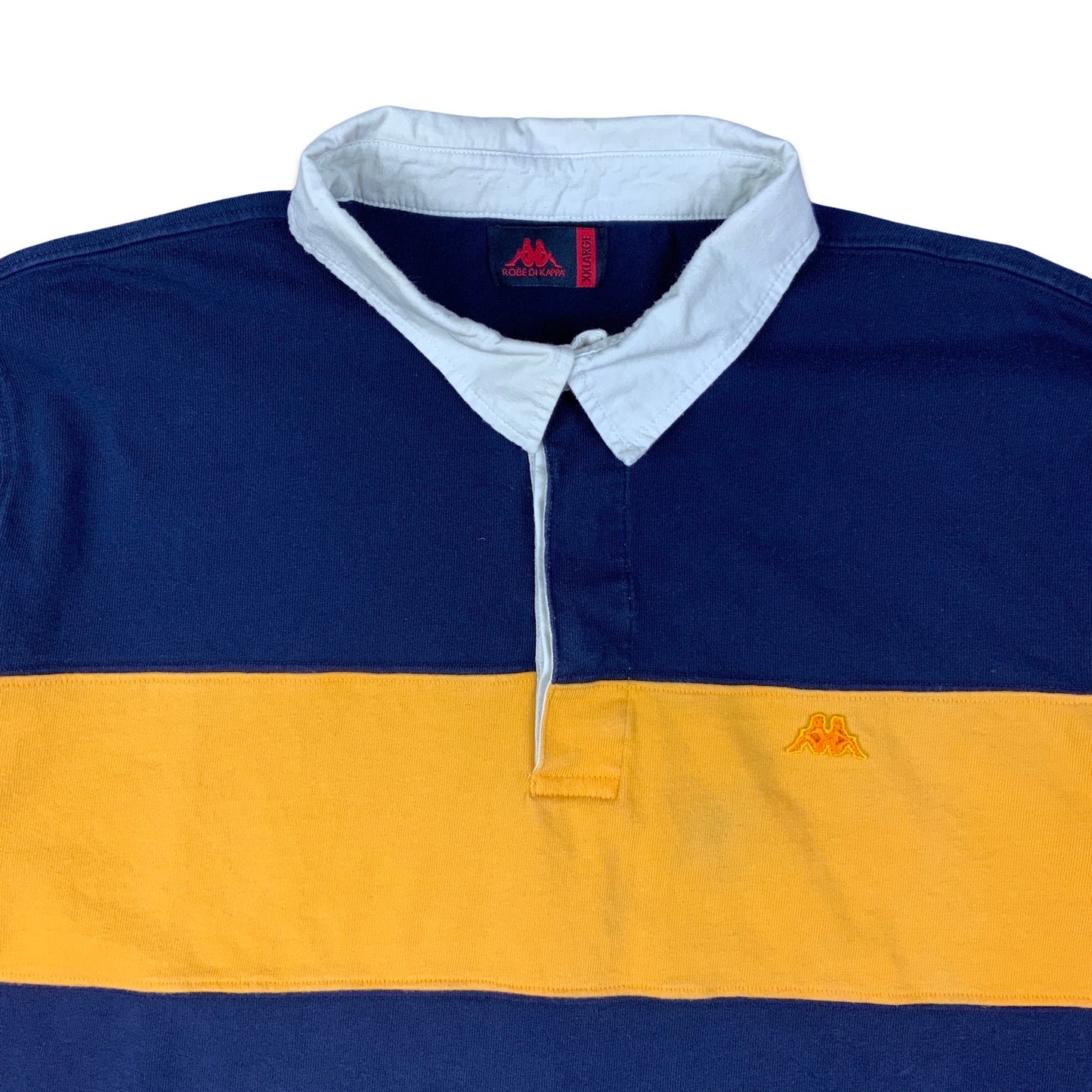 Vintage Navy & Yellow Kappa Rugby Shirt L XL