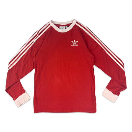 Vintage Adidas Red & White Long Sleeve Tee XS