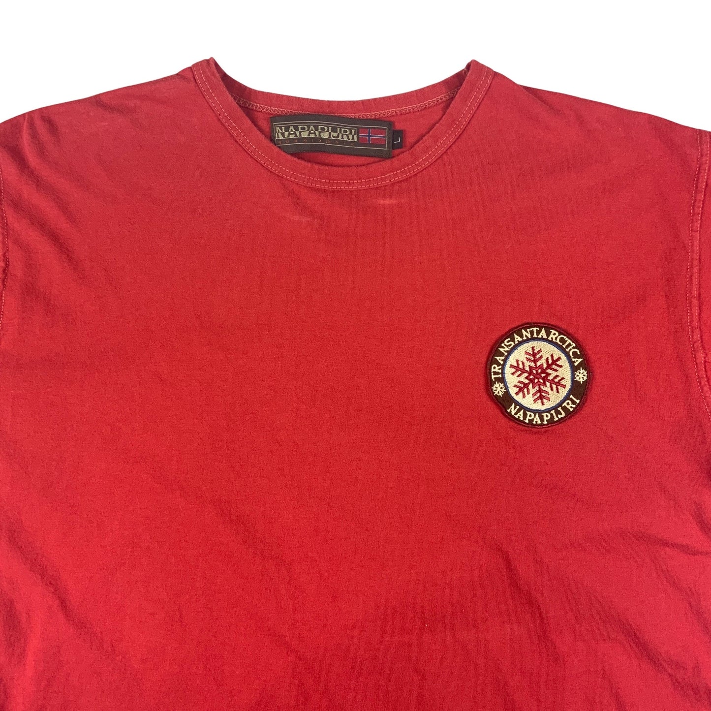 Vintage Napapijri Red Long Sleeve Tee T-Shirt S M