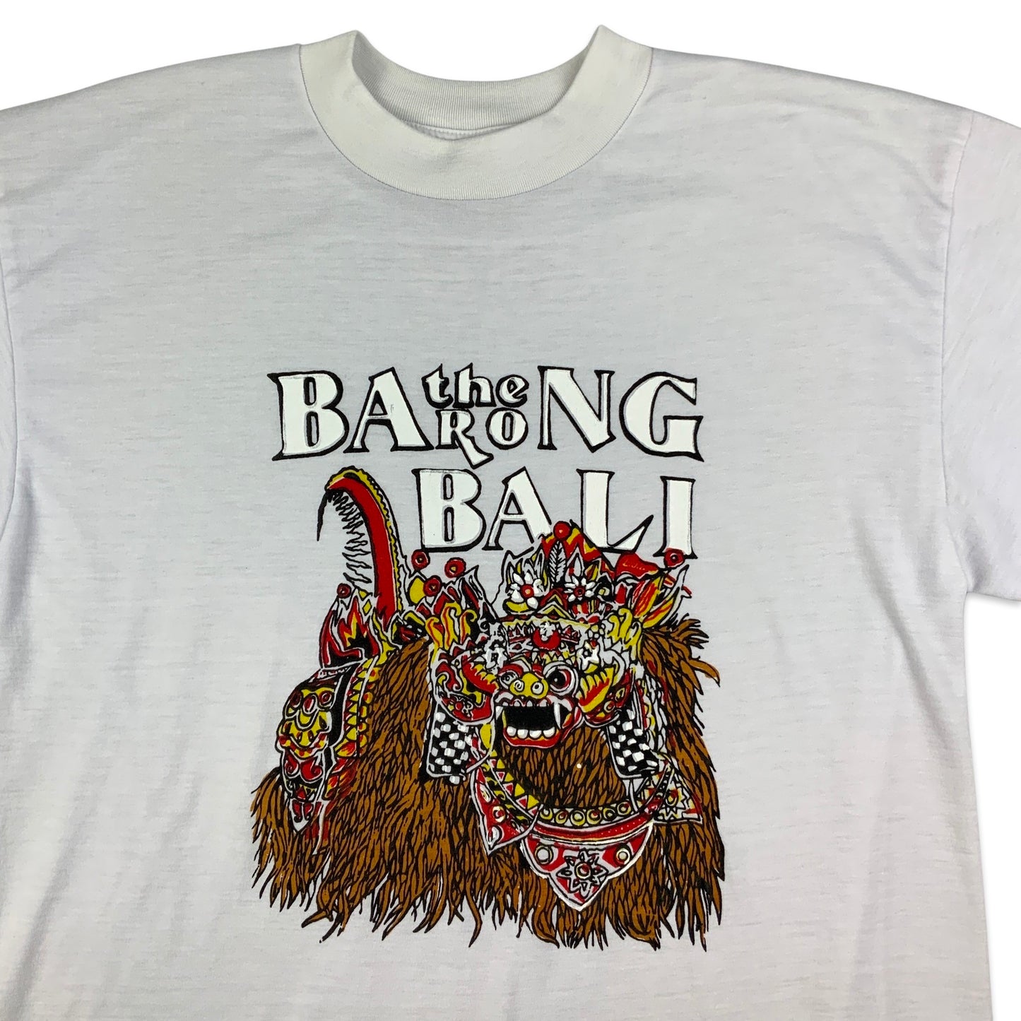 Vintage White Hand Painted Dragon Graphic Tee S M