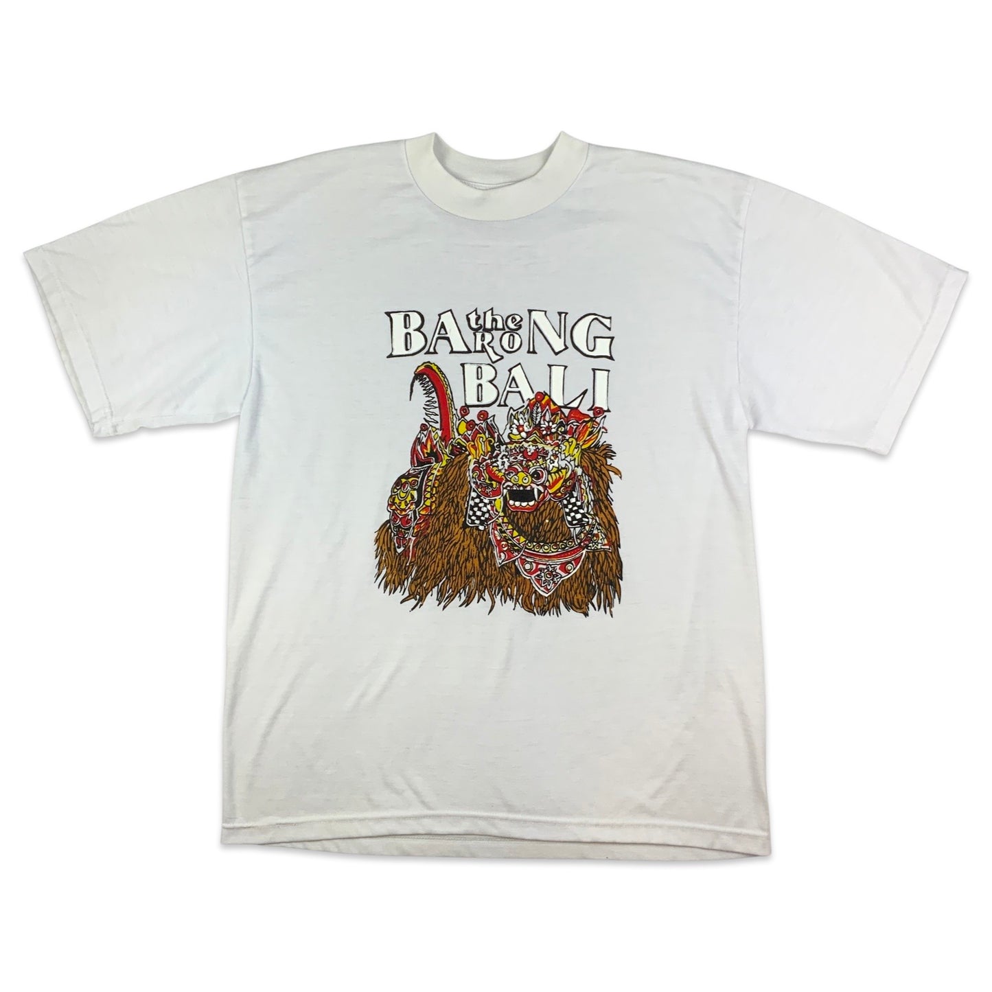 Vintage White Hand Painted Dragon Graphic Tee S M