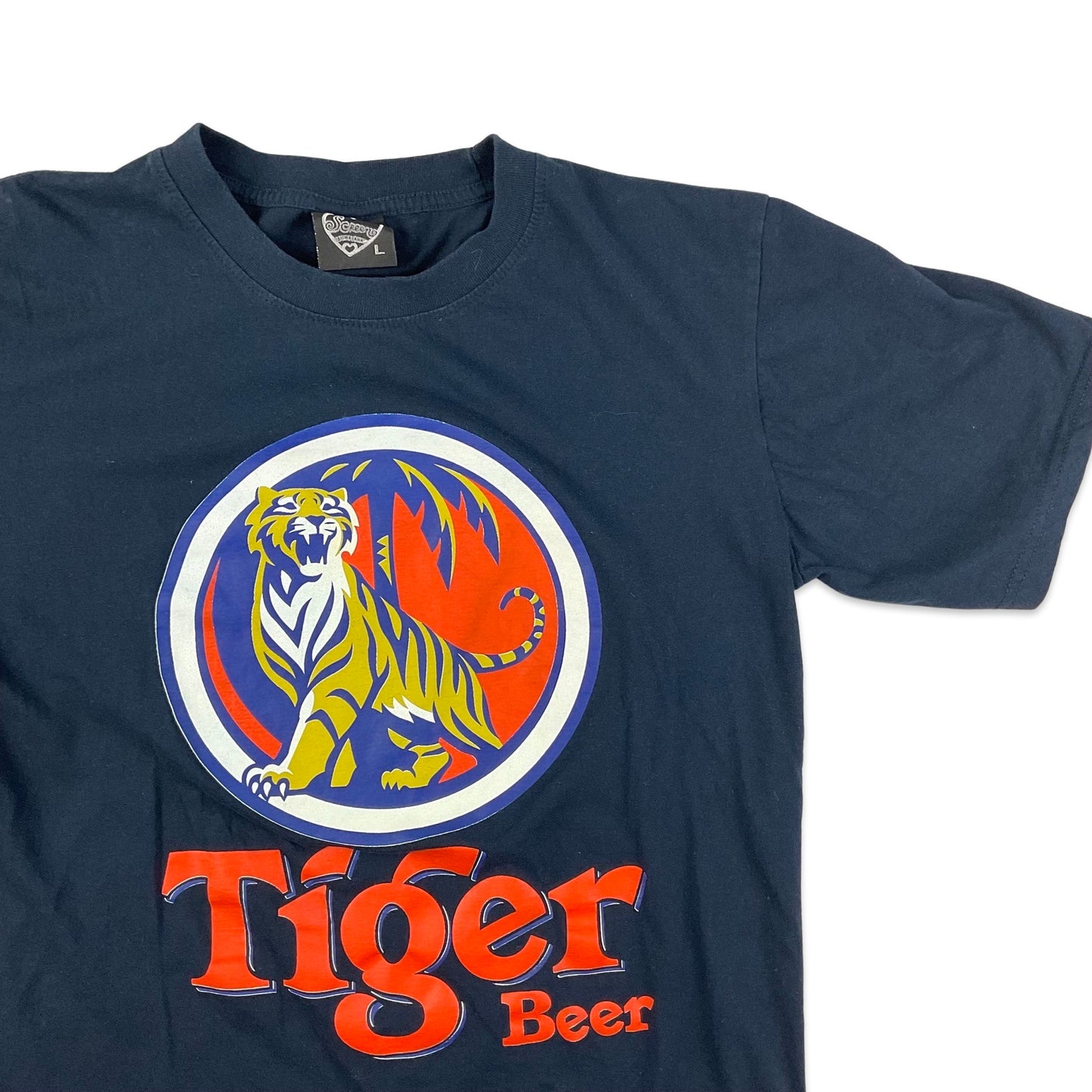 Vintage Tiger Beer Navy Graphic Tee T-Shirt S M