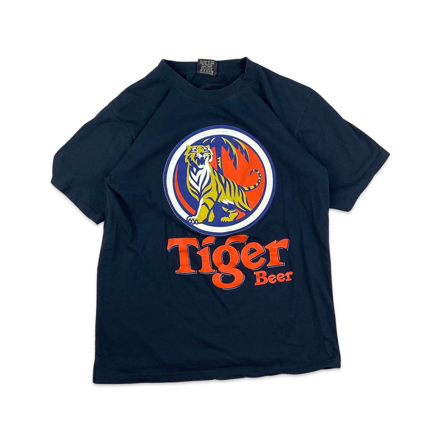 Vintage Tiger Beer Navy Graphic Tee T-Shirt S M