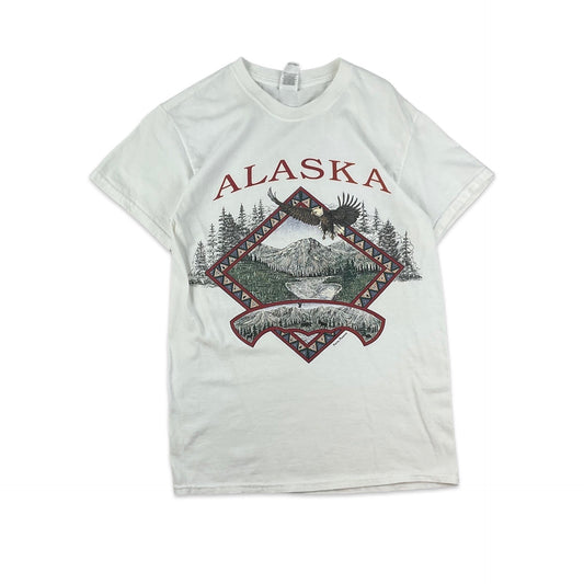 Vintage White Alaska Tourist Graphic Tee T-Shirt XS