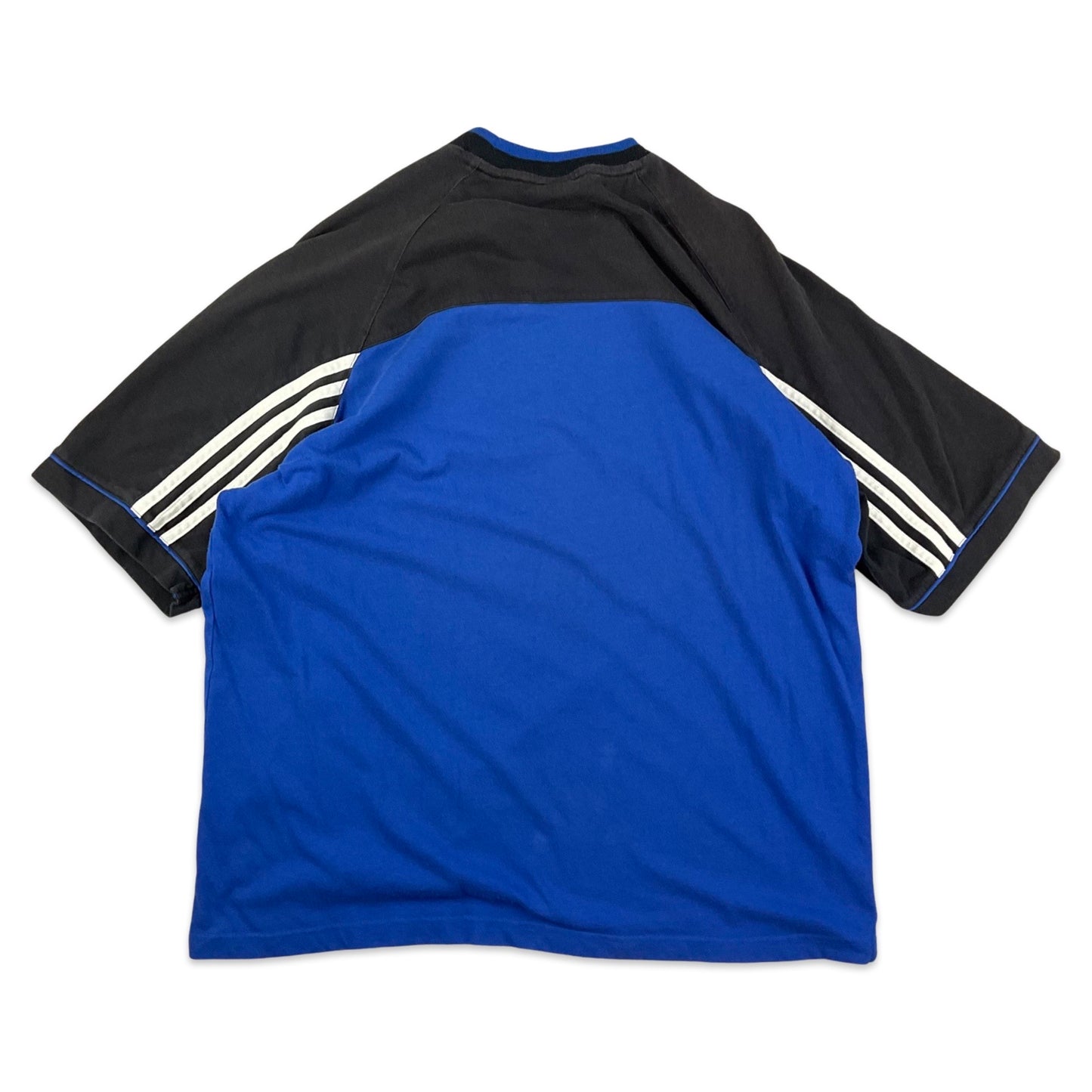 Vintage 90s Adidas Black Blue & White Tee T-Shirt M L