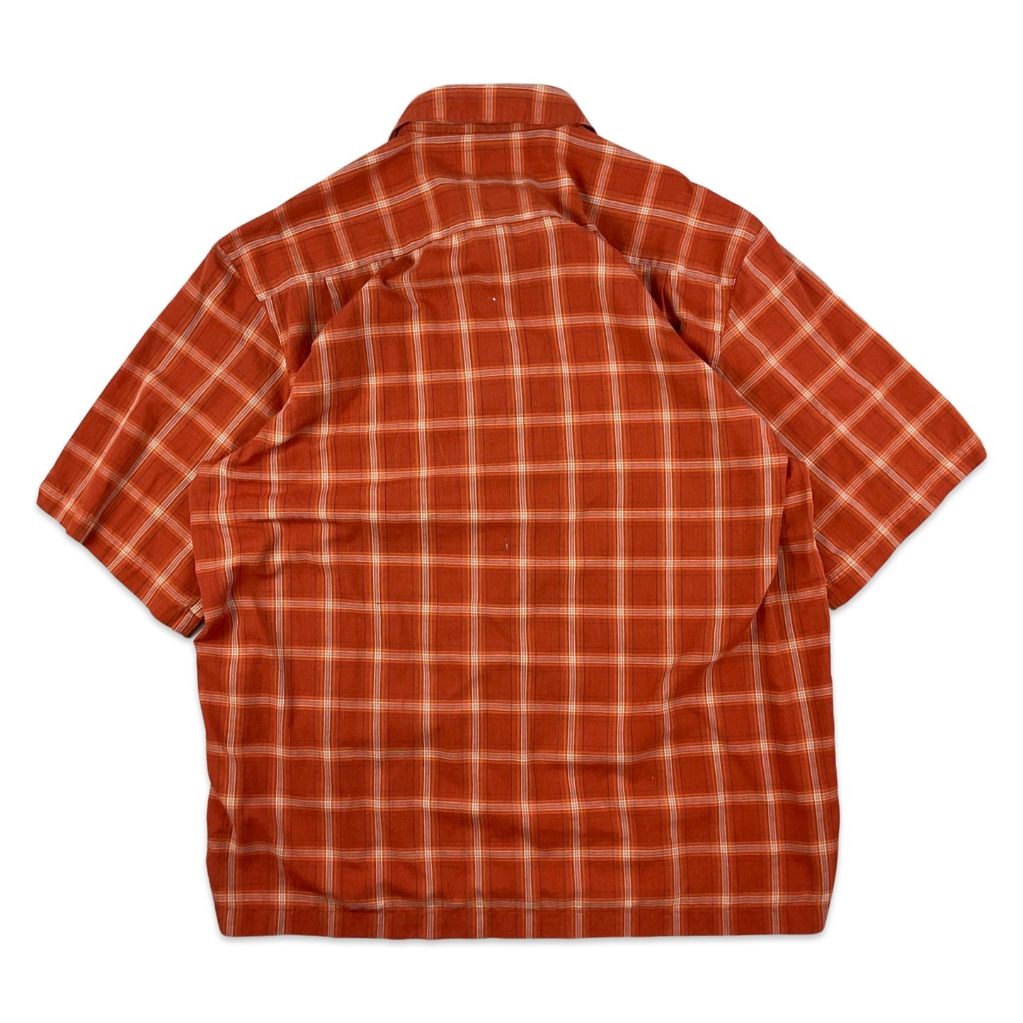 Vintage 90s Y2K Columbia Orange Plaid Tech Shirt L XL