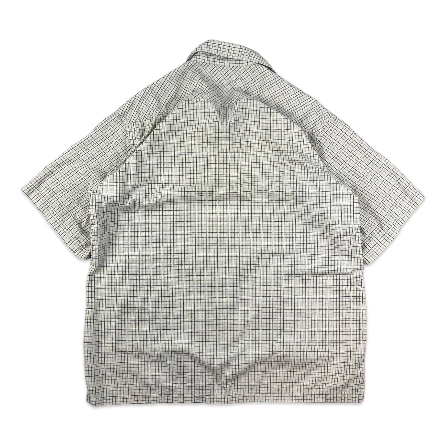 Columbia White & Grey Checked Tech Shirt M L