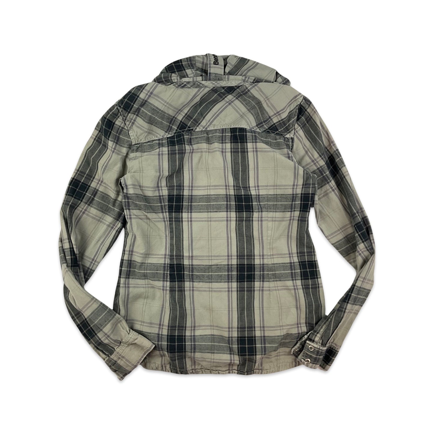 Bench Grey Plaid Hooded Shirt 10 12