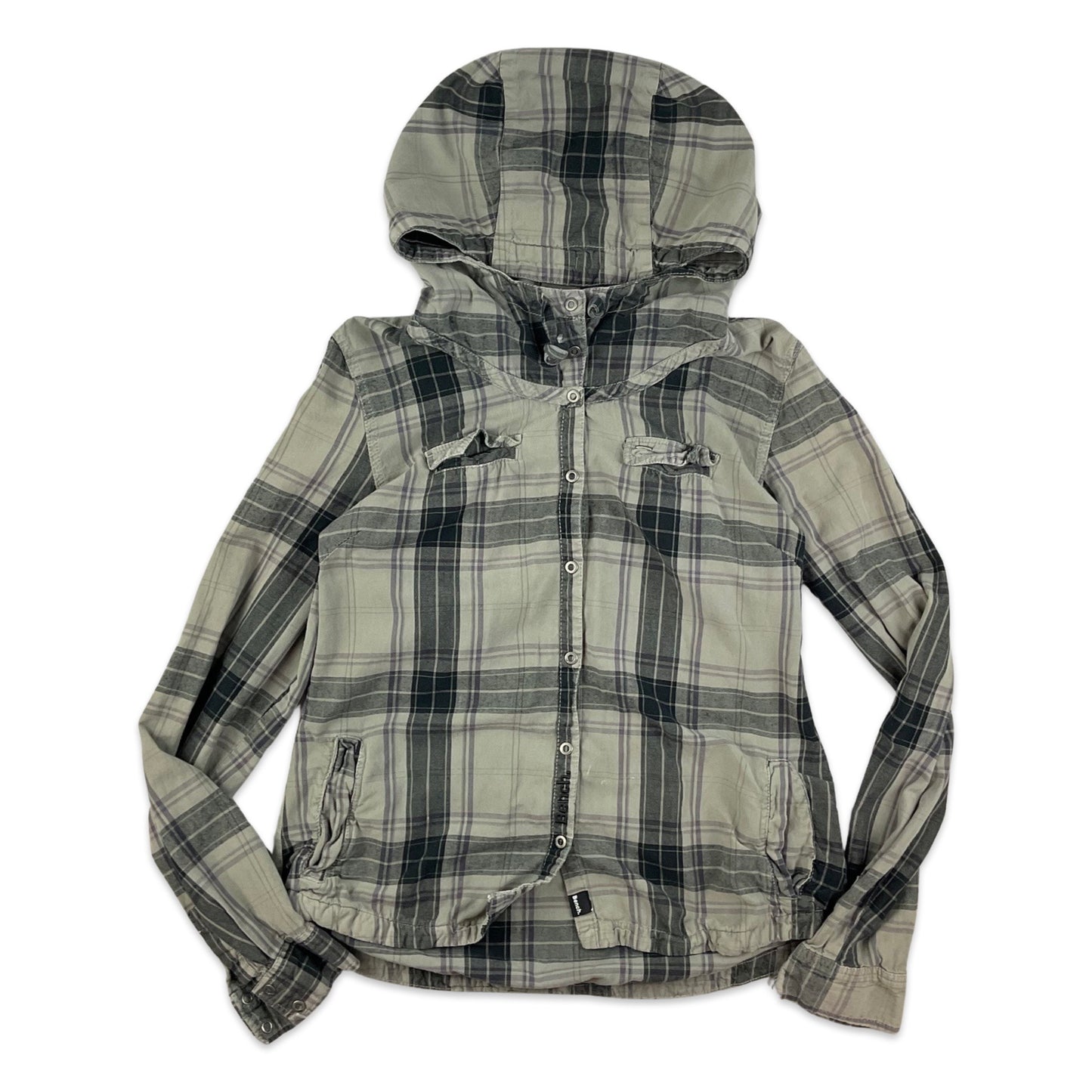 Bench Grey Plaid Hooded Shirt 10 12