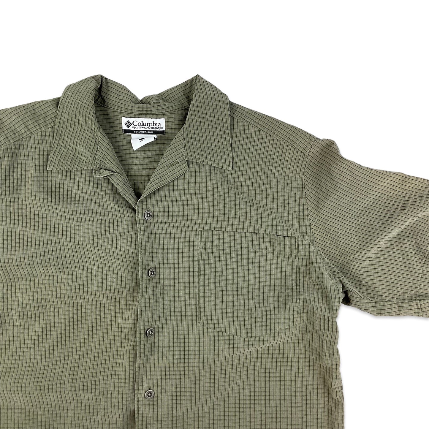 Columbia Green Check Tech Shirt M L