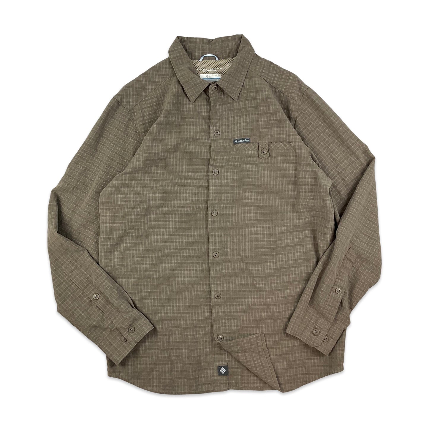 Columbia Brown Check Tech Shirt S M