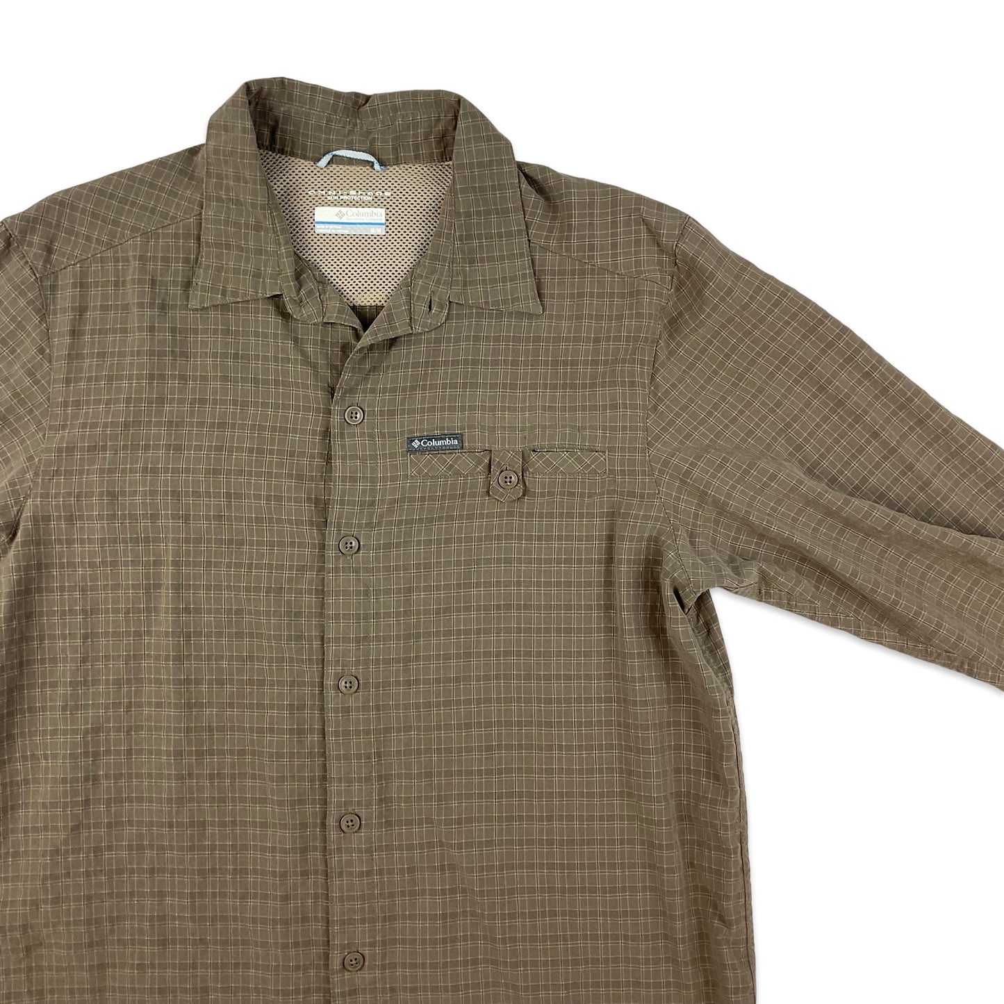 Columbia Brown Check Tech Shirt S M