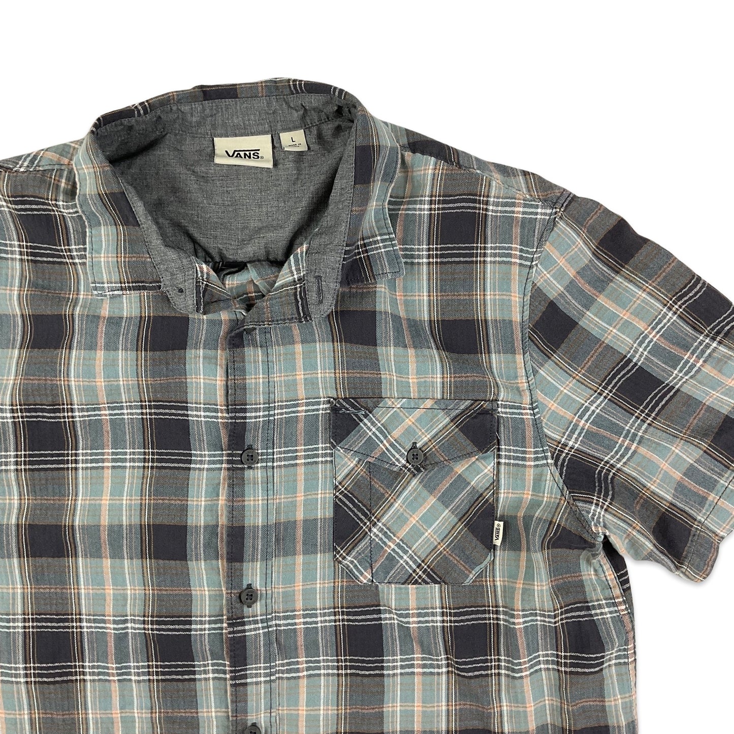 Vans Black & Blue Plaid Shirt S M