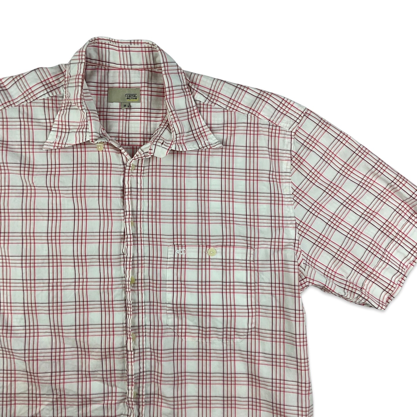 Vintage Camel Active White & Red Check Shirt M L