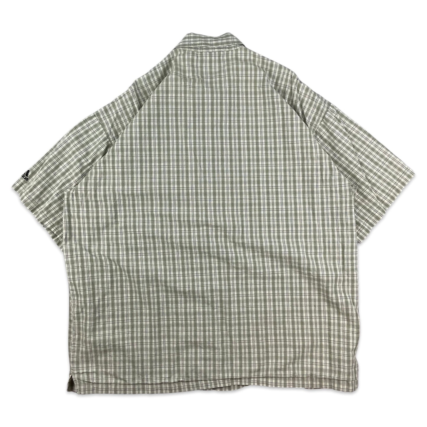 Vintage Y2K Adidas White & Green Plaid Tech Shirt XXL 3XL