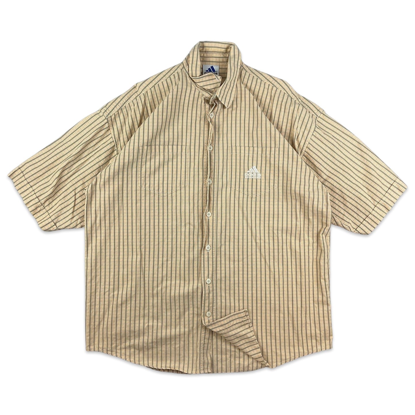 Vintage Y2K Adidas Yellow Check Tech Shirt L XL