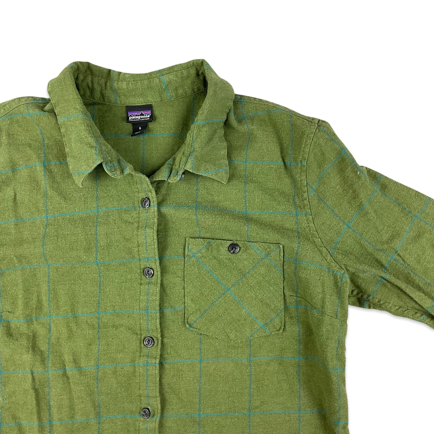 Patagonia Green & Blue Flannel Shirt 12 14