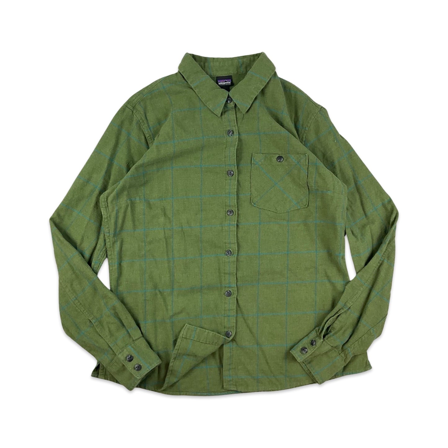 Patagonia Green & Blue Flannel Shirt 12 14