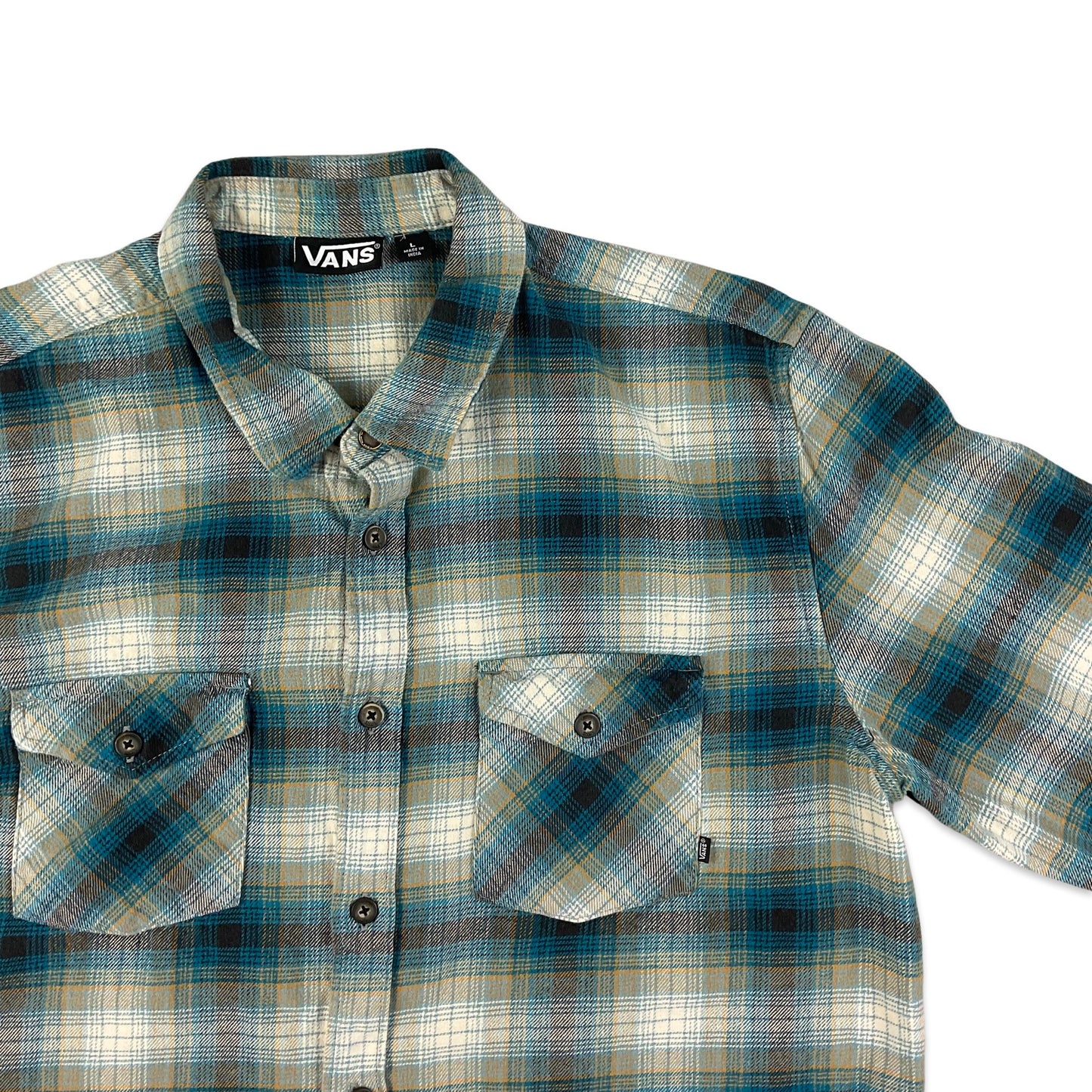 Vans Blue Black & Yellow Plaid Flannel Shirt M L