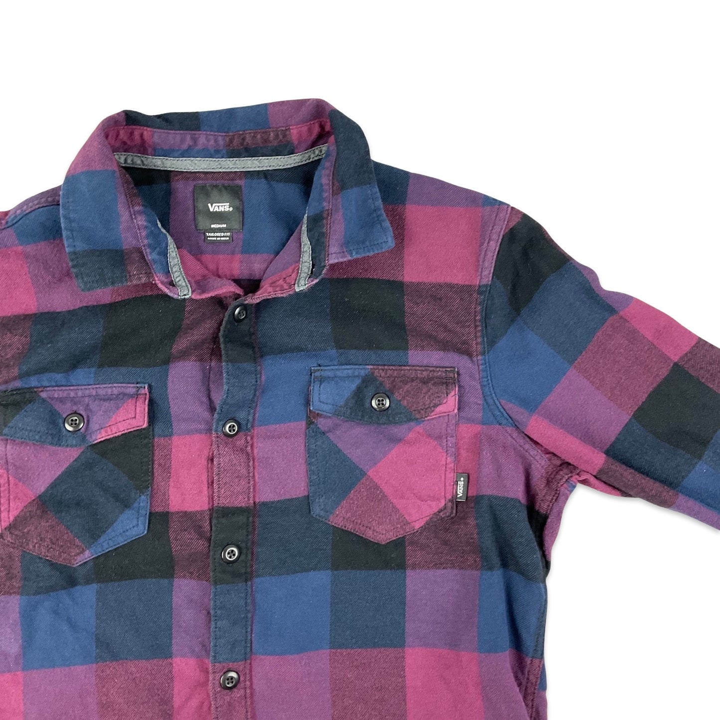 Vans Purple & Black Plaid Flannel Shirt S M