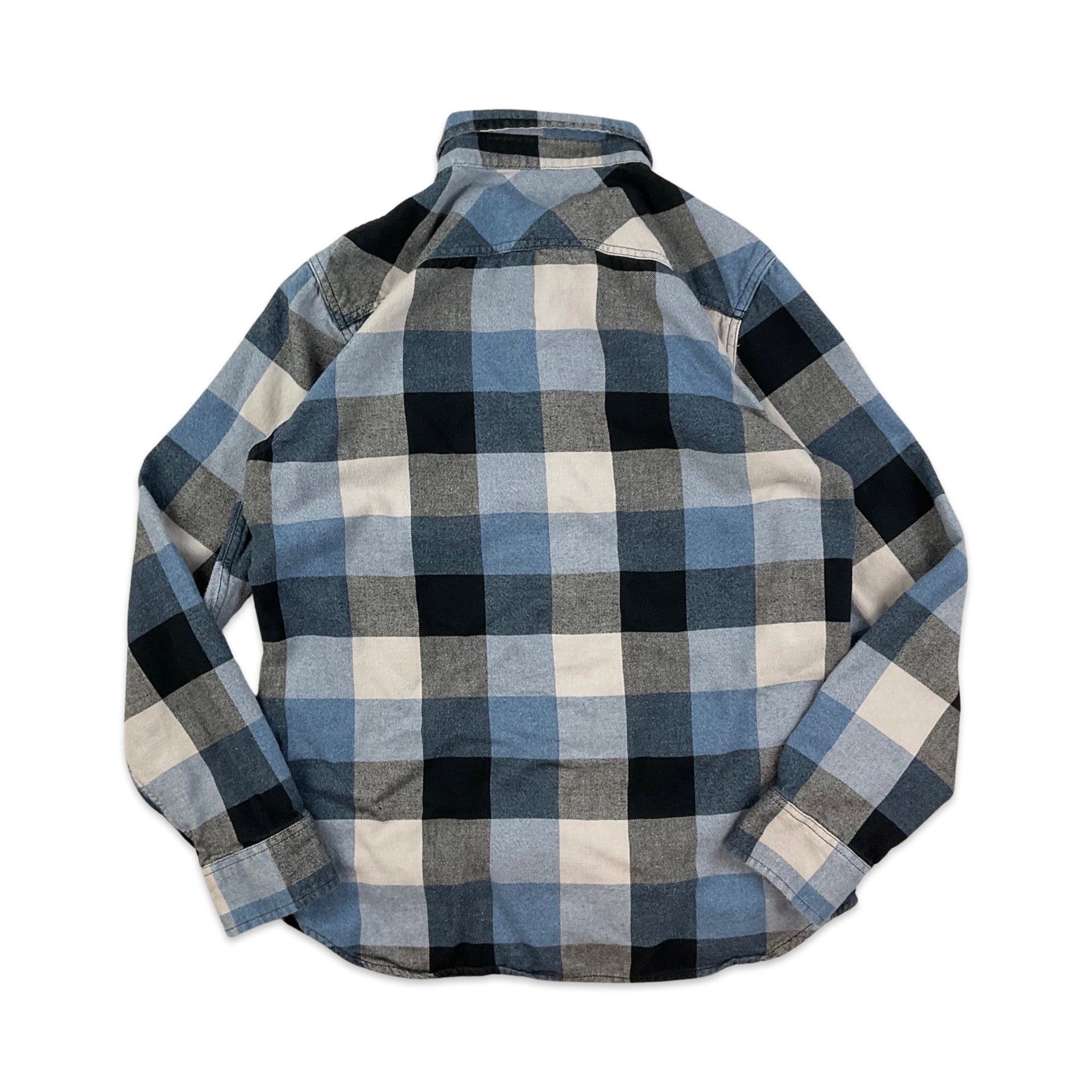 Grey & Blue Plaid Flannel Shirt