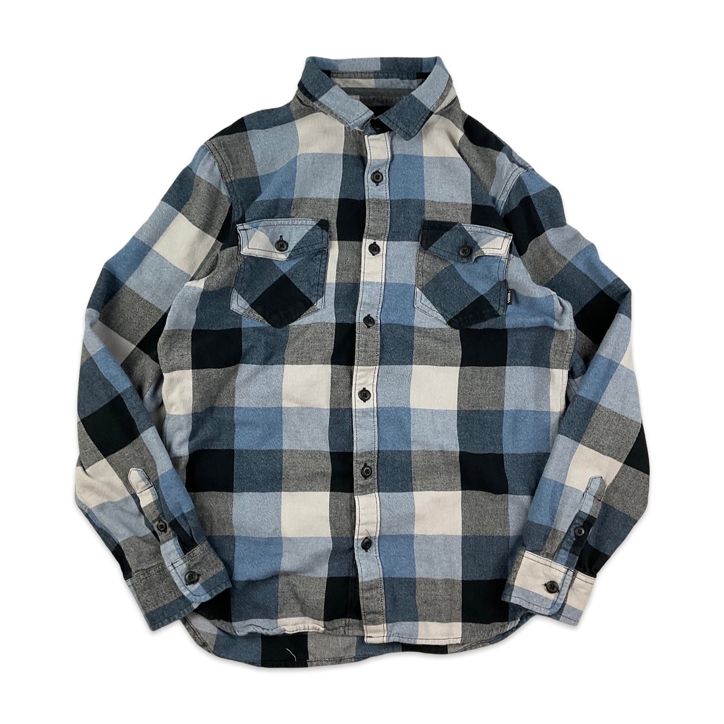 Vans White Blue & Black Plaid Flannel Shirt S M