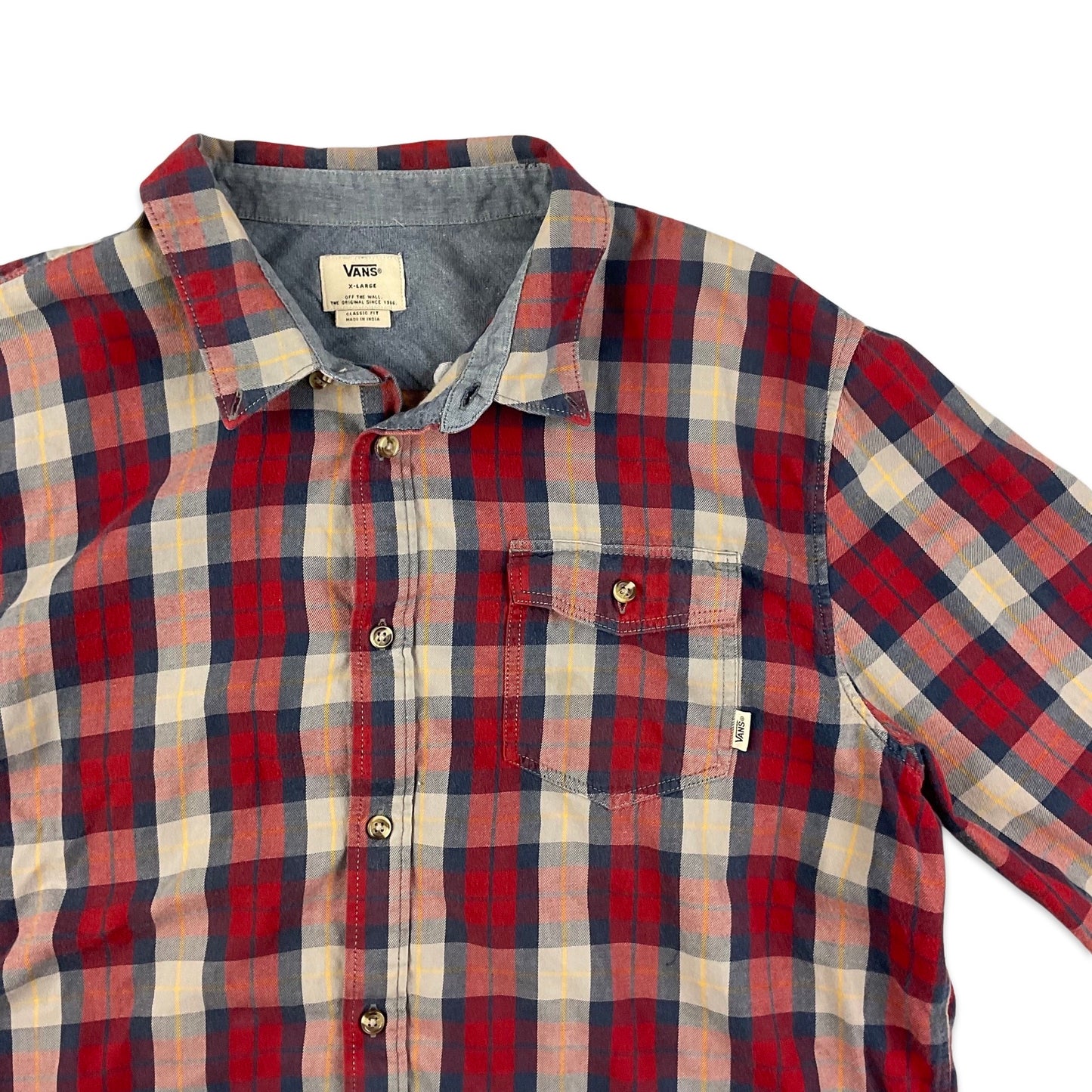 Vans Red Grey & Blue Plaid Flannel Shirt M L