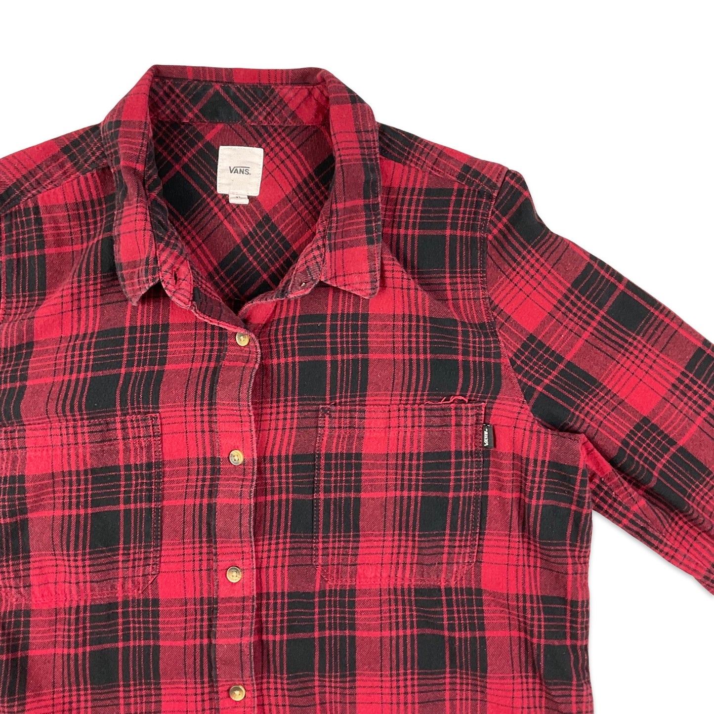 Vans Red & Black Plaid Flannel Shirt S M