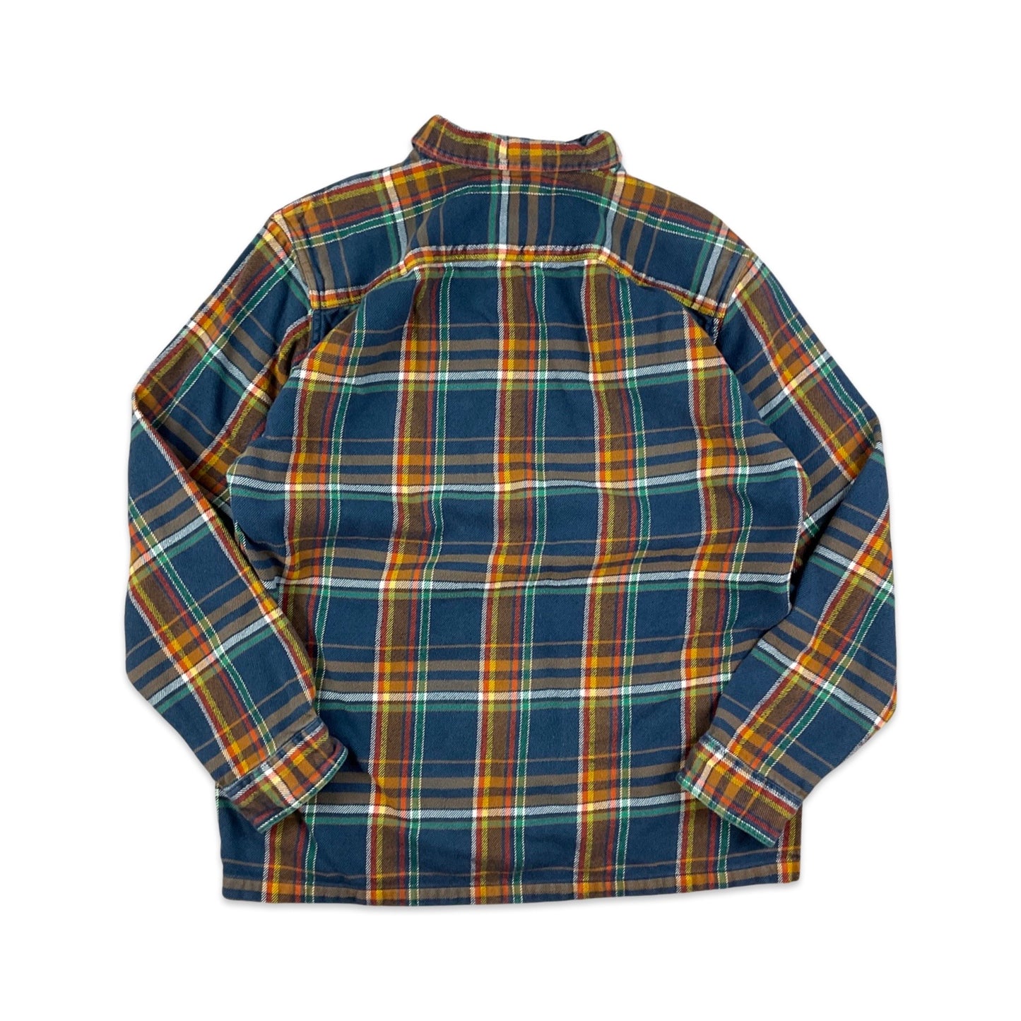 Patagonia Blue & Orange Plaid Flannel Shirt M L